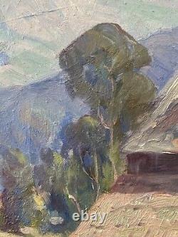 RARE Belle Antiquité Ancien Paysage de Plein Air de Californie Peinture à l'huile AHLGREN