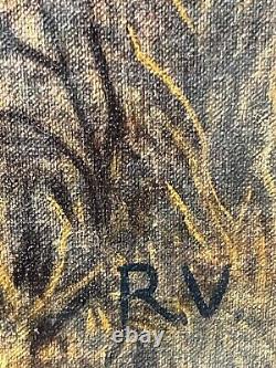 REMEDIOS VARO, Ancienne peinture à l'huile sur toile, Signée, sans cadre, en bon état