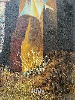 REMEDIOS VARO, Ancienne peinture à l'huile sur toile, Signée, sans cadre, en bon état