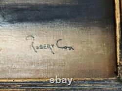 Robert Cox, grand tableau à l'huile encadré original signé, ancien