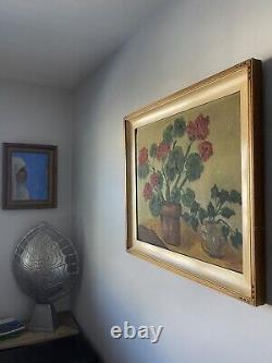 Superbe Antique Modern Still Life Impressionniste Peinture À L'huile Vieilles Roses Vintage