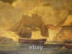 Vieille Peinture À L'huile Antique Navires Nautiques Anglais Hms Terror & Erebus H. M. S. Bateaux